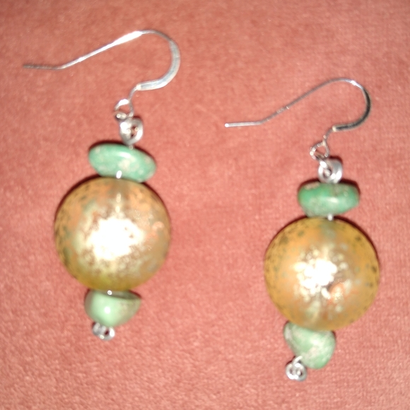 REAL 925 Solid Sterling Silver Wires Turquoise Gemstone Gem Stone Earrings New - Picture 5 of 6